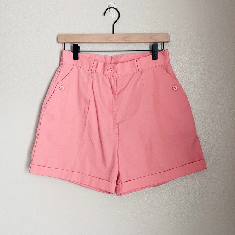 Vintage 90s High Waisted Preppy Pink Pleated Shorts
